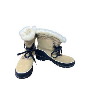 Sorel Womens brown black leather Faux Fur Waterproof Winter Boots Size 7.5 SKU 9